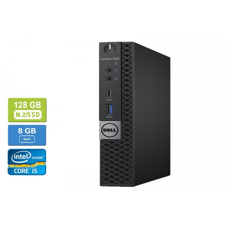 Dell 7050 Micro Intel Core i5-6500T 2.50 GHz 8 GB DDR4 RAM M.2/128GB SSD  Win 10 Pro   HDMI - Refurbished