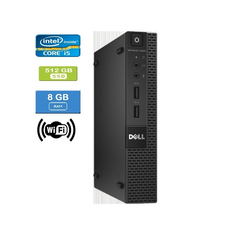 Dell 9020 Micro Intel Core i5-4590T 2.00 GHz 8 GB DDR3 RAM 512GB SSD  Win 10 Pro Wifi - Refurbished