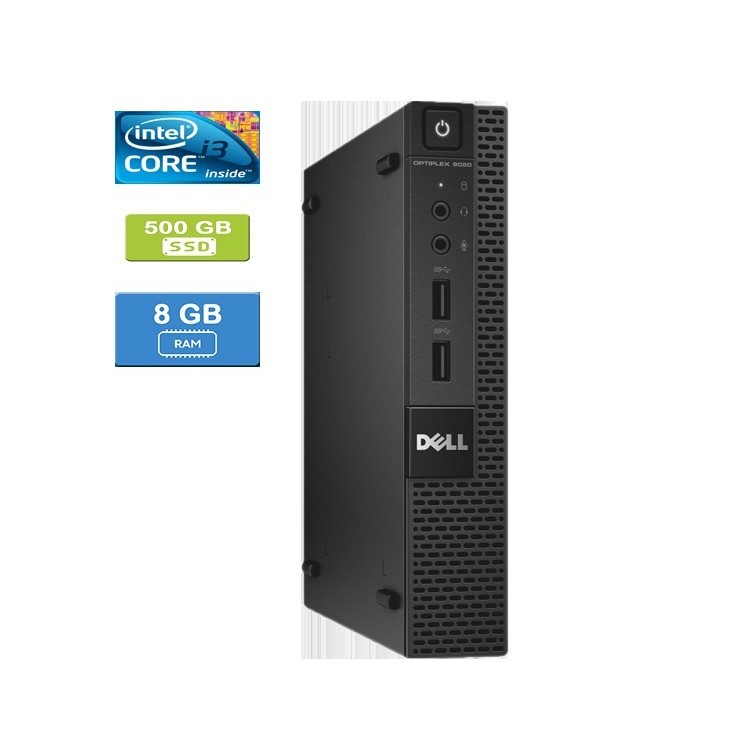 Dell 9020 Micro Intel Core i3-4160T 3.10 GHz 8 GB DDR3 RAM 500GB SSD  Win 10 Pro - Refurbished