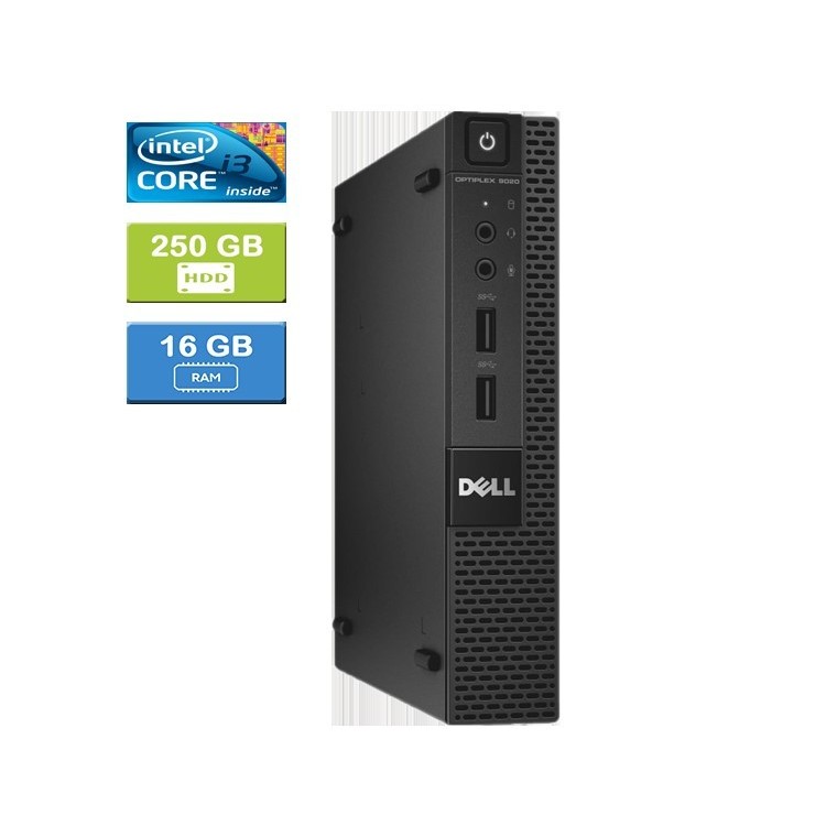 Dell 9020 Micro Intel Core i3-4160T 3.10 GHz 16 GB DDR3 RAM 250GB SSD  Win 10 Pro - Refurbished