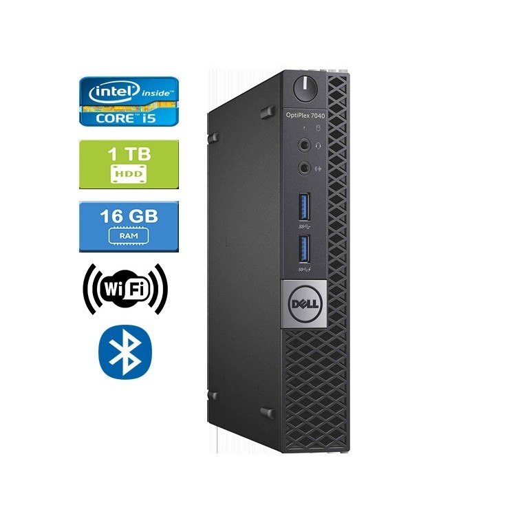 Dell 7040 Micro Intel Core i5-6500T 2.50 GHz 16 GB DDR4 RAM 1TB HDD  Win 10 Home Wifi Bluetooth HDMI - Refurbished