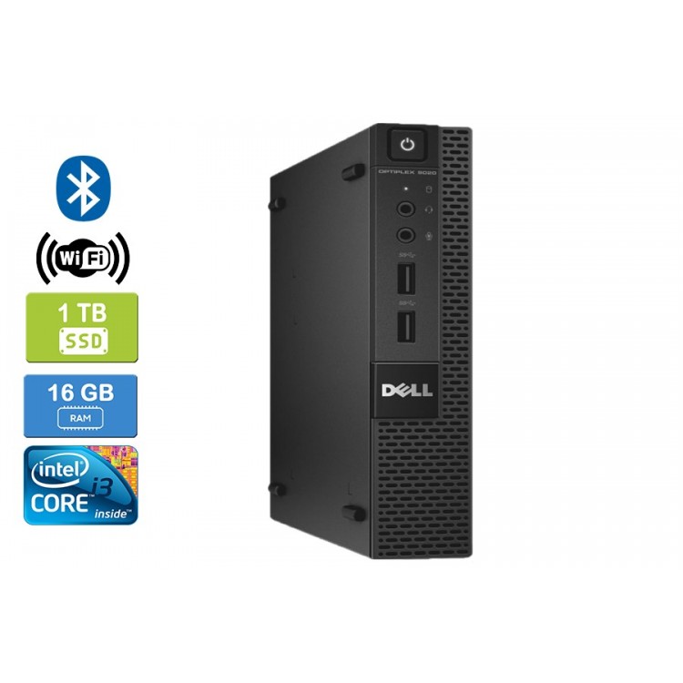 Dell 9020 Micro Intel Core i3-4160T 3.10 GHz 16 GB DDR3 RAM 1TB SSD  Win 10 Pro Wifi Bluetooth HDMI - Refurbished