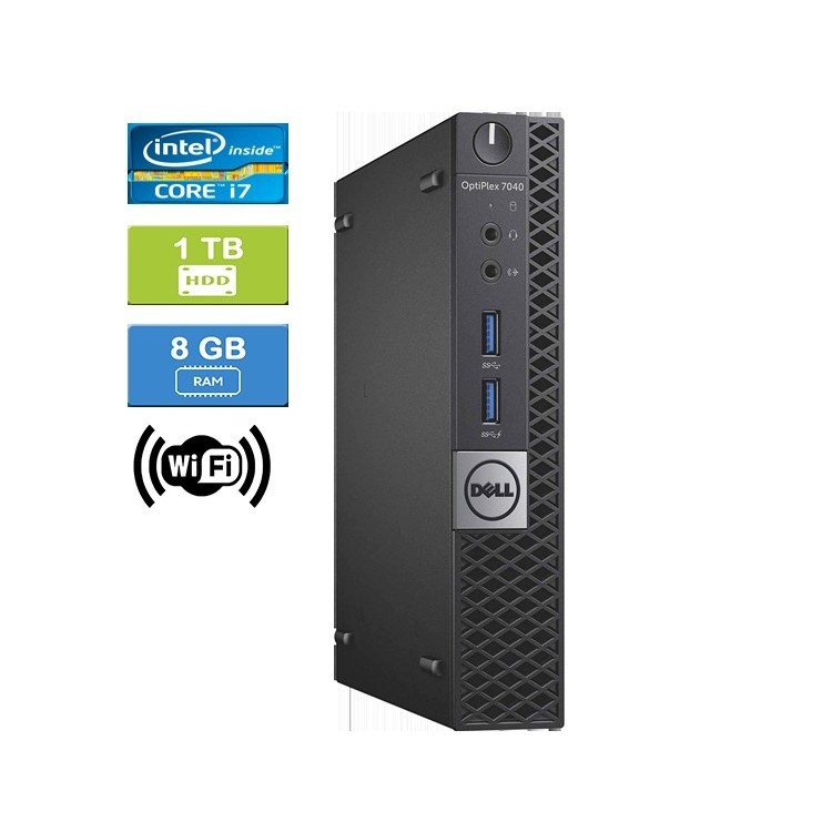 Dell 7040 Micro Intel Core i7-6700T 2.80 GHz 8 GB DDR4 RAM 1TB HDD  Win 10 Pro Wifi  HDMI - Refurbished