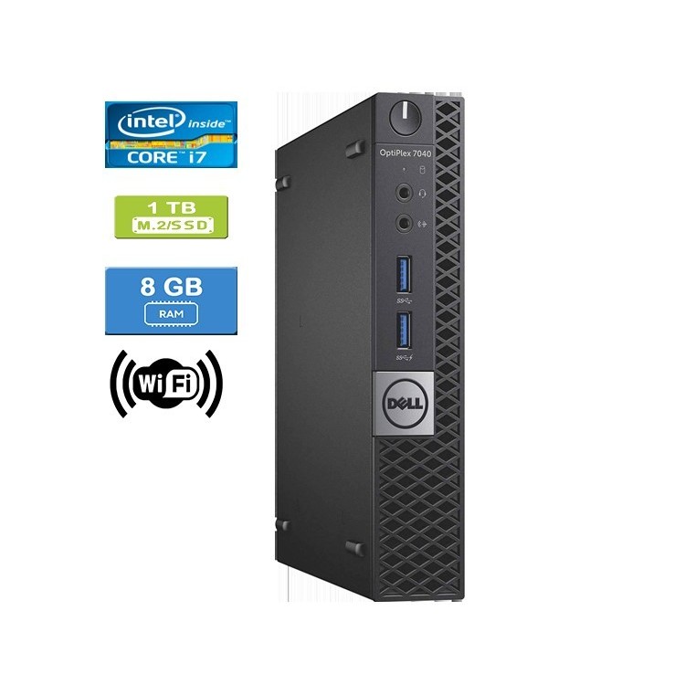 Dell 7040 Micro Intel Core i7-6700T 2.80 GHz 8 GB DDR4 RAM M.2/1TB SSD  Win 10 Pro Wifi  HDMI - Refurbished