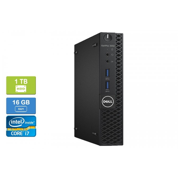 Dell 3050 Micro Intel Core i7-7700T 2.90 GHz 16 GB DDR4 RAM 1TB HDD  Win 10 Home   HDMI - Refurbished