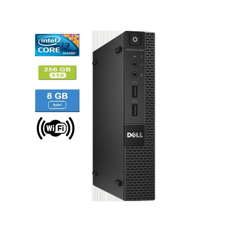 Dell 9020 Micro Intel Core i3-4160T 3.10 GHz 8 GB DDR3 RAM 256GB SSD  Win 10 Pro Wifi - Refurbished