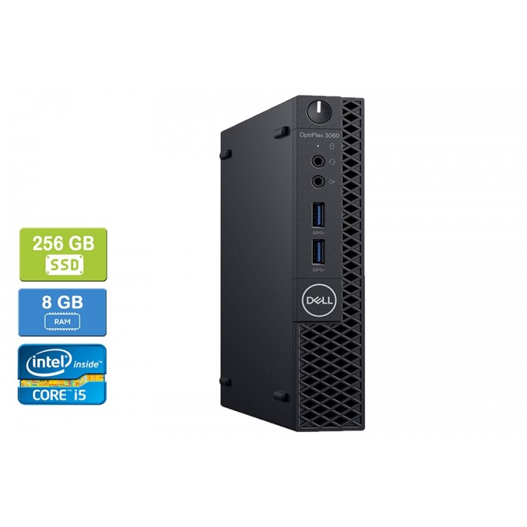 Dell 3060 Micro Intel Core i5-8500T 2.10 GHz 8 GB DDR4 RAM 256GB SSD  Win 10 Pro - Refurbished