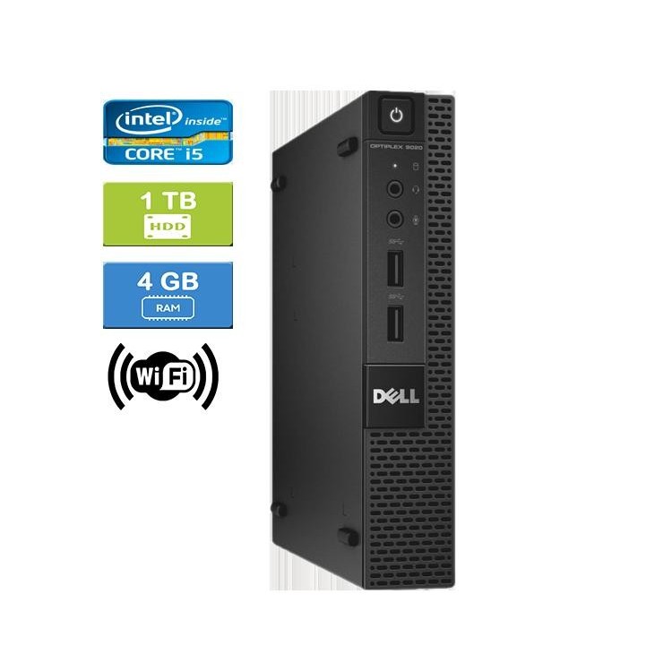 Dell 9020 Micro Intel Core i5-4570T 2.90 GHz 4 GB DDR3 RAM 1TB HDD  Win 10 Pro Wifi - Refurbished