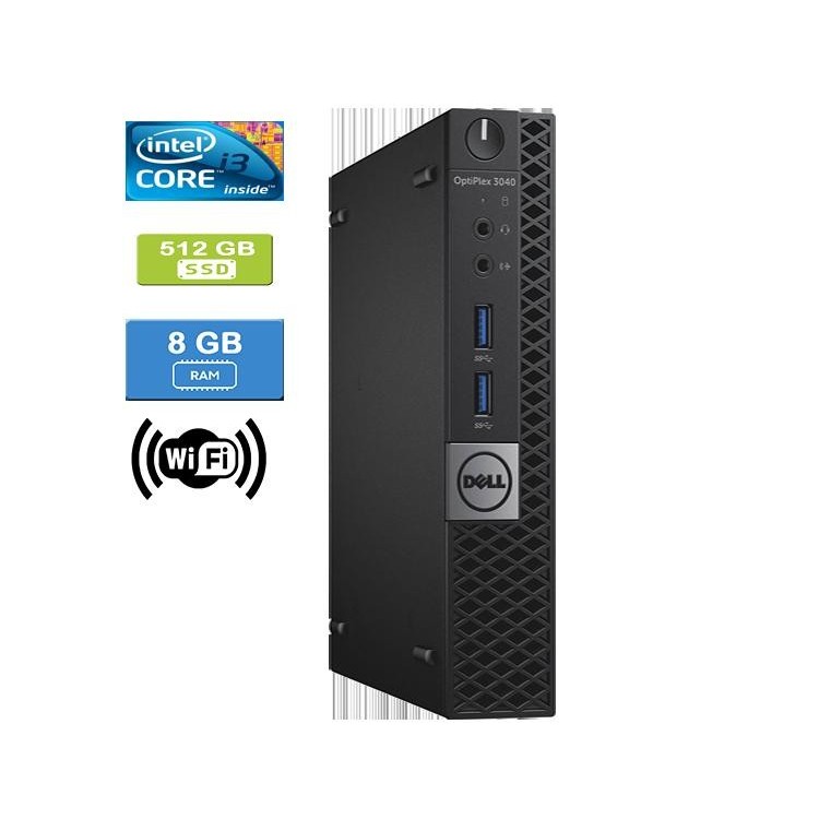 Dell 3040 Micro Intel Core i3-6100T  3.20 GHz 8 GB DDR4 RAM 512GB SSD  Win 10 Pro Wifi - Refurbished