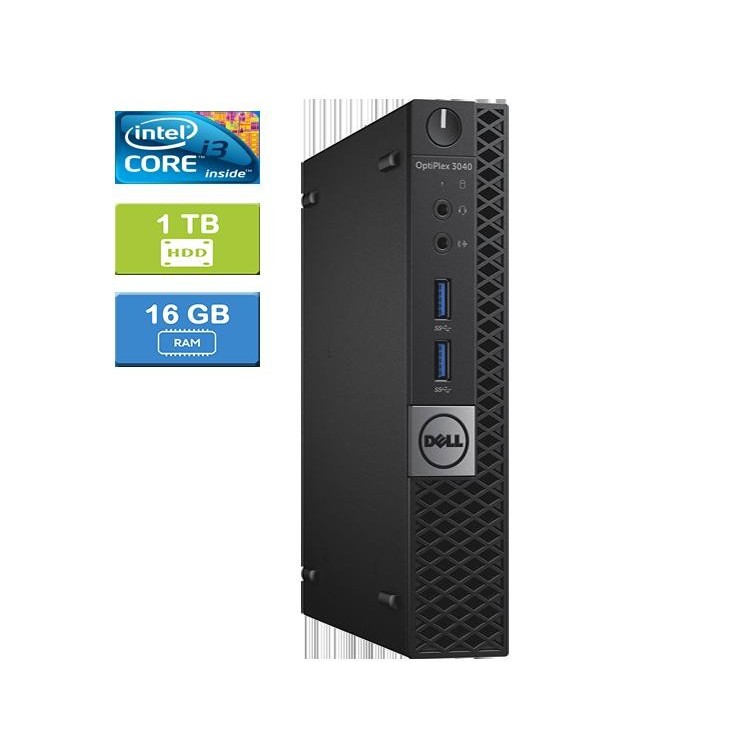 Dell 3040 Micro Intel Core i3-6100T  3.20 GHz 16 GB DDR4 RAM 1TB HDD  Win 10 Pro - Refurbished