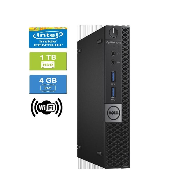 Dell 3040 Micro Intel Core G4400T 2.90 GHz 4 GB DDR4 RAM 1TB HDD  Win 10 Pro Wifi - Refurbished