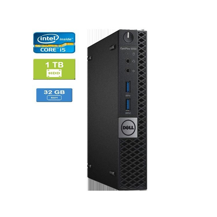 Dell 5050 Micro Intel Core i5-7600T 2.80 GHz 32 GB DDR4 RAM 1TB HDD  Win 10 Pro   HDMI - Refurbished