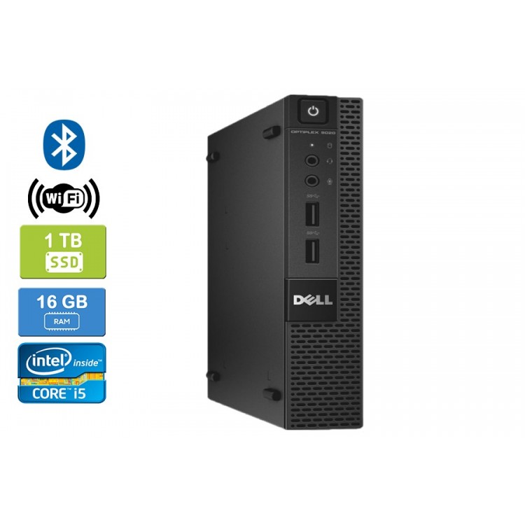 Dell 9020 Micro Intel Core i5-4570T 3.20 GHz 16 GB DDR3 RAM 1TB SSD  Win 10 Pro Wifi Bluetooth HDMI - Refurbished