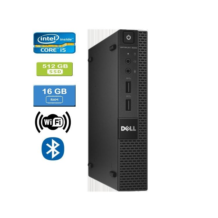 Dell 9020 Micro Intel Core i5-4570T 2.90 GHz 16 GB DDR3 RAM 512GB SSD  Win 10 Pro Wifi Bluetooth HDMI - Refurbished