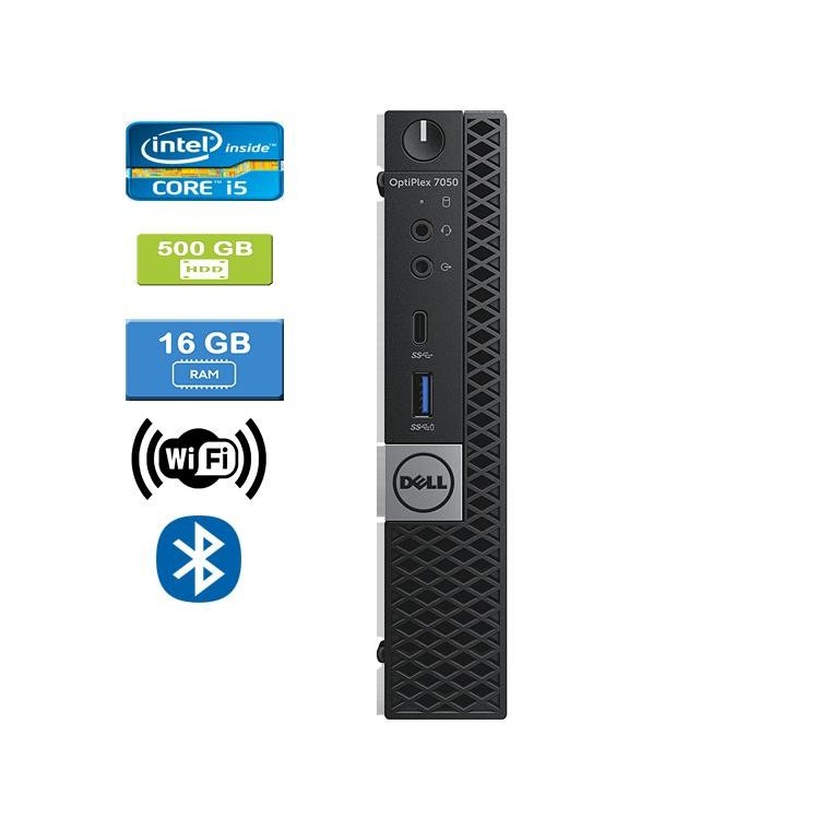 Dell 7050 Micro Intel Core i5-7600T 2.80 GHz 16 GB DDR4 RAM 500GB HDD  Win 10 Pro Wifi Bluetooth HDMI - Refurbished