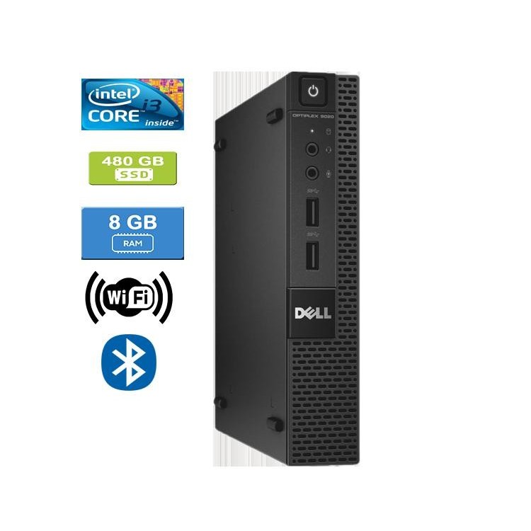 Dell 9020 Micro Intel Core i3- 4160T 3.10 GHz 8 GB DDR3 RAM 480GB SSD  Win 10 Pro Wifi Bluetooth HDMI - Refurbished