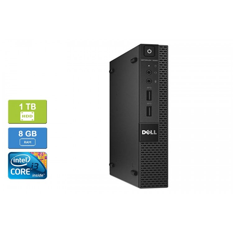 Dell 3020 Micro Intel Core i3-4160T 3.10 GHz 8 GB DDR3 RAM 1TB HDD  Win 10 Pro - Refurbished