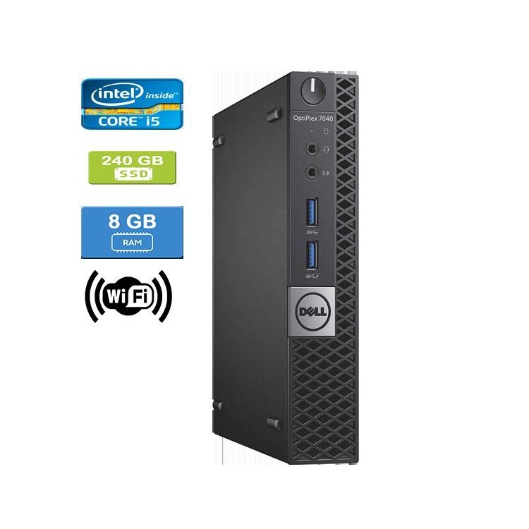 Dell 7040 Micro Intel Core i5-6500T 2.50 GHz 8 GB DDR4 RAM 240GB SSD  Win 10 Pro Wifi - Refurbished