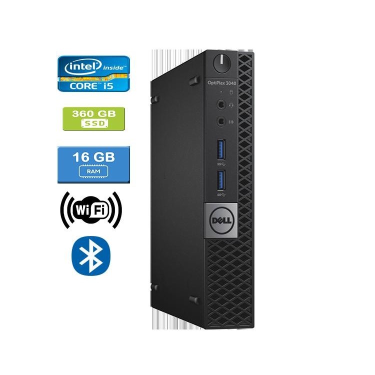 Dell 3040 Micro Intel Core i5-6500T 2.50 GHz 16 GB DDR4 RAM 360GB SSD  Win 10 Pro Wifi Bluetooth - Refurbished