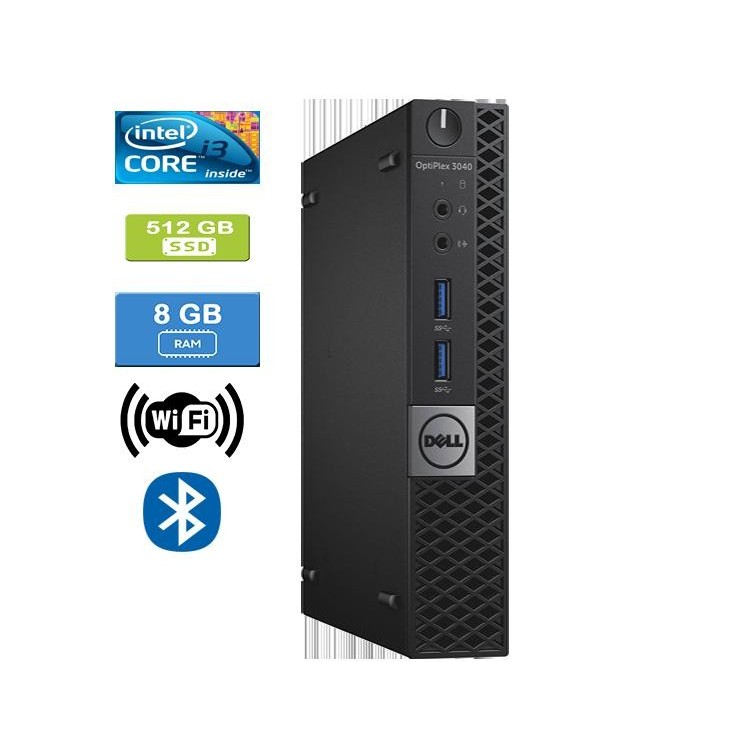 Dell 3040 Micro Intel Core i3-6100T  3.20 GHz 8 GB DDR4 RAM 512GB SSD  Win 10 Home Wifi Bluetooth - Refurbished