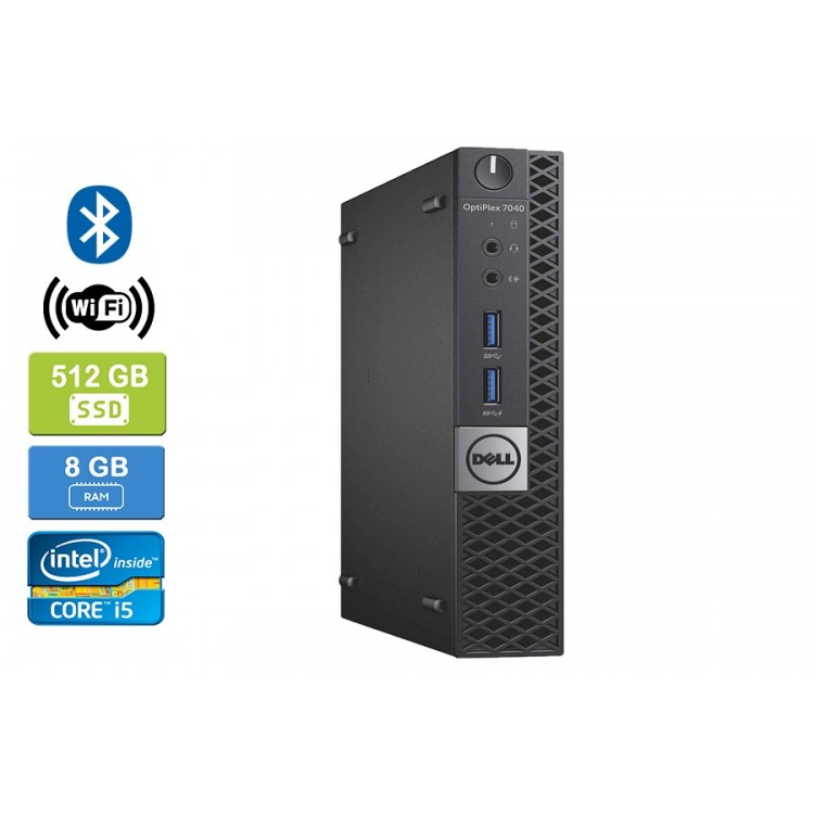 Dell 7040 Micro Intel Core i5-6500T 2.50 GHz 8 GB DDR4 RAM 512GB SSD  Win 10 Pro Wifi Bluetooth HDMI - Refurbished