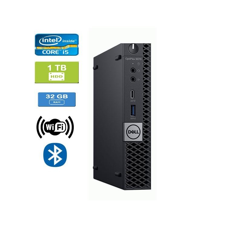 Dell 5070 Micro Intel Core i5-9500T 2.20 GHz 32 GB DDR4 RAM 1TB HDD  Win 10 Pro Wifi Bluetooth - Refurbished