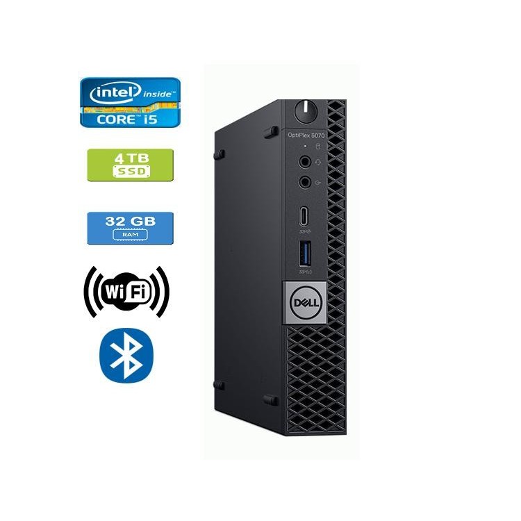 Dell 5070 Micro Intel Core i5-9500T (2.20 GHz) 32GB DDR4 RAM, 4TB SSD, Win10 Pro, WiFi, Bluetooth - Refurbished