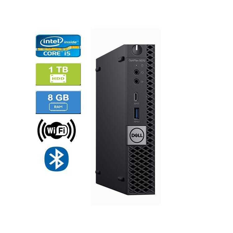 Dell 5070 Micro Intel Core i5-9500T 2.20 GHz 8 GB DDR4 RAM 1TB HDD  Win 10 Pro Wifi Bluetooth - Refurbished