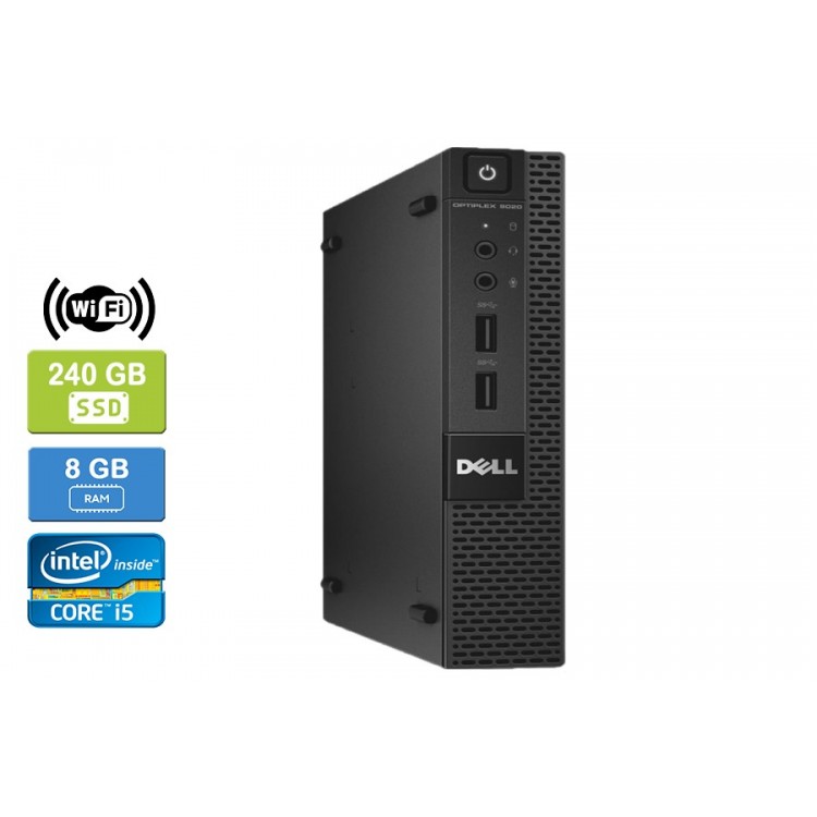 Dell 9020 Micro Intel Core i5-4570T 2.90 GHz 8 GB DDR3 RAM 240GB SSD  Win 10 Pro Wifi - Refurbished