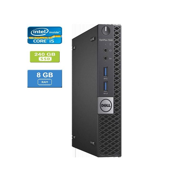 Dell 7040 Micro Intel Core i5-6500 2.50 GHz 8 GB DDR4 RAM 240GB SSD DVD Win 10 Pro - Refurbished