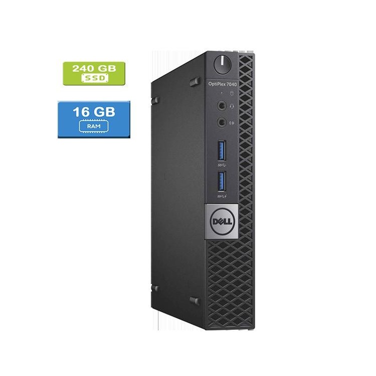 Dell 7040 Micro Intel Core i5-6500 2.50 GHz 16 GB DDR4 RAM 240GB SSD DVD Win 10 Pro - Refurbished