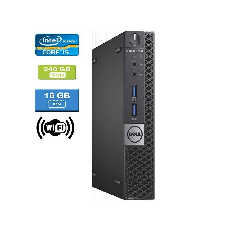 Dell 7040 Micro Intel Core i5-6500 2.50 GHz 16 GB DDR4 RAM 240GB SSD DVD Win 10 Pro Wifi  HDMI - Refurbished