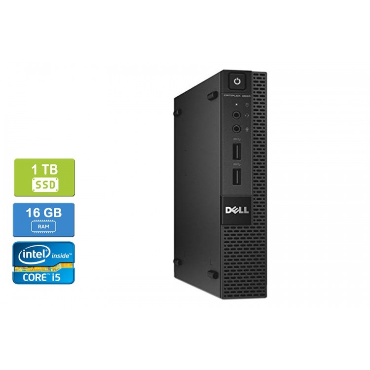 Dell 3020 Micro Intel Core i5-4590T 2.00 GHz 16 GB DDR3 RAM 1TB SSD  Win 10 Pro - Refurbished