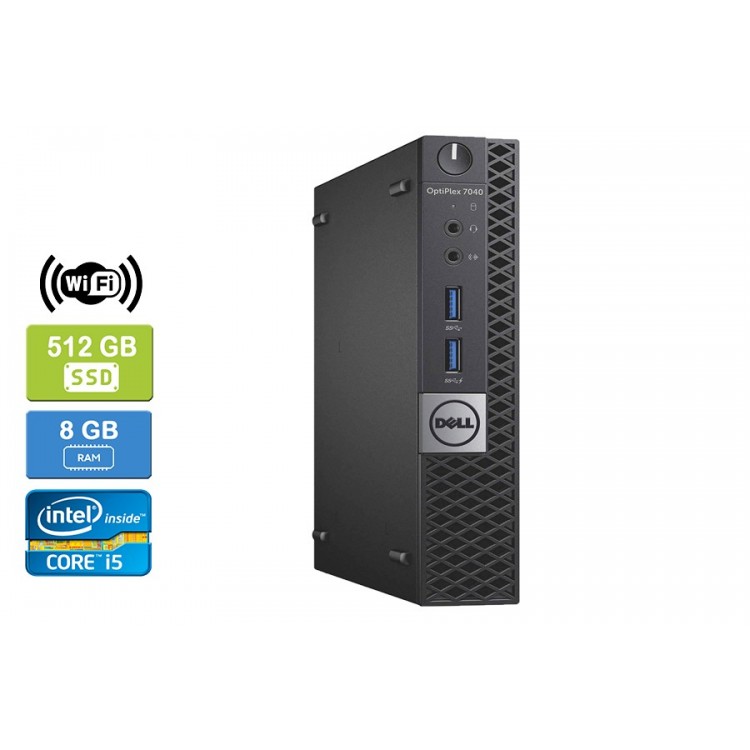 Dell 7040 Micro Intel Core i5-6400T 2.20 GHz 8 GB DDR4 RAM 512GB SSD  Win 10 Pro Wifi  HDMI - Refurbished