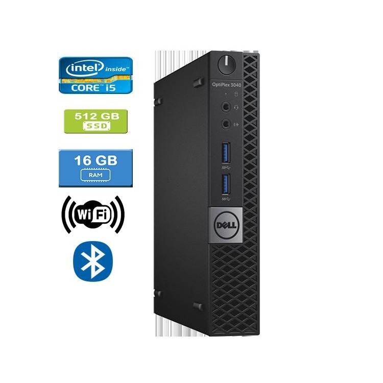 Dell 3040 Micro Intel Core i5-6500T 2.50 GHz 16 GB DDR4 RAM 512GB SSD  Win 10 Pro Wifi Bluetooth - Refurbished