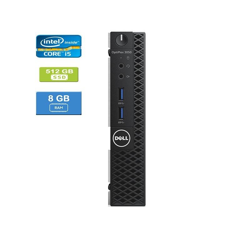 Dell 3050 Micro Intel Core i5-7500T 2.70 GHz 8 GB DDR4 RAM 512GB SSD  Win 10 Pro   HDMI - Refurbished