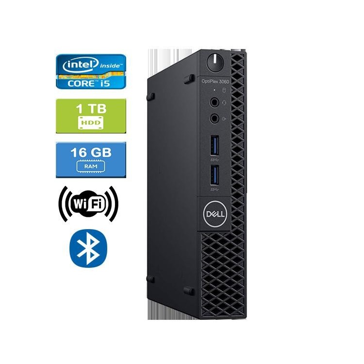 Dell 3060 Micro Intel Core i5-8500T 2.10 GHz 16 GB DDR4 RAM 1TB HDD  Win 10 Pro Wifi Bluetooth HDMI - Refurbished