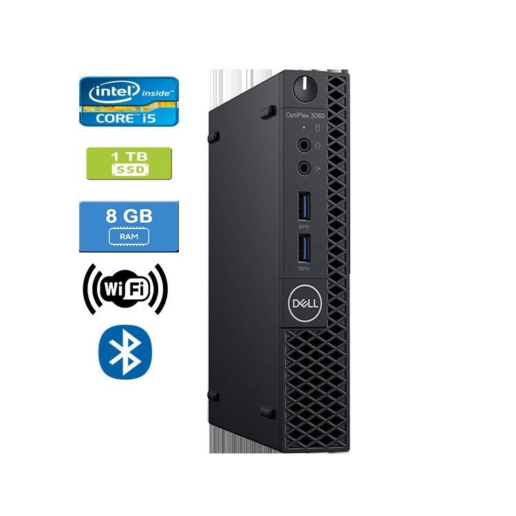 Dell 3060 Micro Intel Core i5-8500T 2.10 GHz 8 GB DDR4 RAM 1TB SSD  Win 10 Home Wifi Bluetooth HDMI - Refurbished