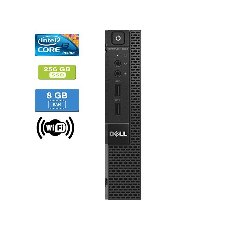 Dell 3020 Micro Intel Core i3-4130T 2.00 GHz 8 GB DDR3 RAM 256GB SSD  Win 10 Pro Wifi - Refurbished
