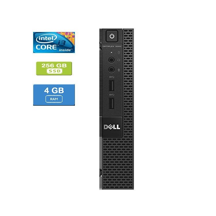 Dell 3020 Micro Intel Core i3-4130T 2.00 GHz 4 GB DDR3 RAM 256GB SSD  Win 10 Pro - Refurbished