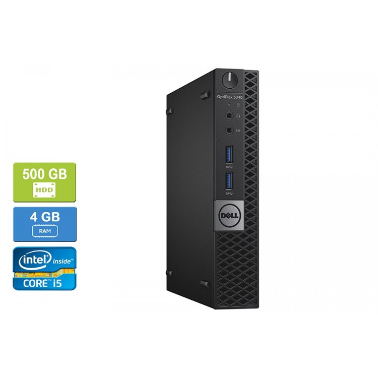 Dell 3040 Micro Intel Core i5-6500T  2.50 GHz 4 GB DDR4 RAM 500GB HDD  Win 10 Pro - Refurbished
